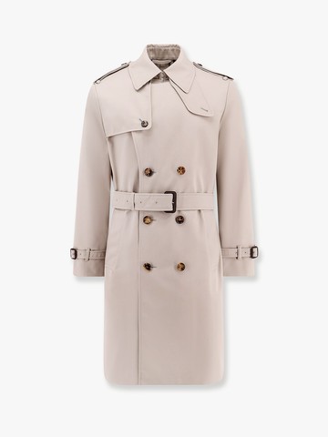 Cotton blend trench with check lining - BURBERRY - gender_Man