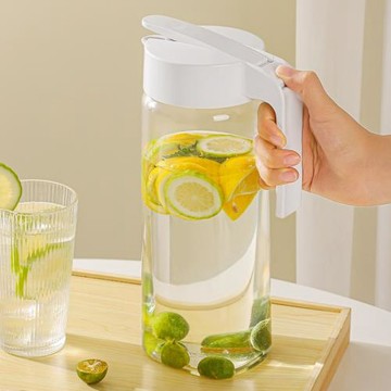 按壓式透明冷水壺 冰箱側門果汁茶飲壺涼水壺 冰箱密封冷藏果汁壺