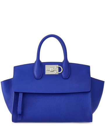 Ferragamo - Studio Soft leather tote bag - women - CALFSKIN/Fabric/Goat Skin - One Size - Blue
