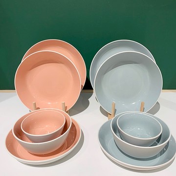 SwanLace馬卡龍色 拼色橘粉北歐純色光面餐盤平盤深盤米飯碗面碗