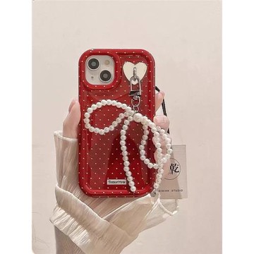 波點珍珠掛墜適用三星s24ultra手機殼硅膠s23fe/s22波點a55/a35日韓note20新年紅a54簡約a53甜酷少女a15/a14