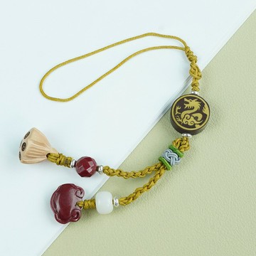 現貨+預購 鑰匙扣手機掛飾-檀木祥龍硃砂長命鎖包包配飾74if76【獨家進口】【米蘭精品】