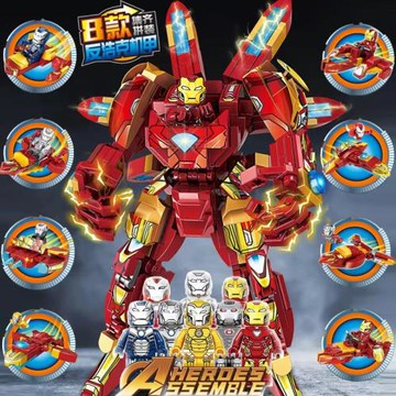 復仇者超級英雄鋼鐵俠積木人仔反浩克機甲兒童小男孩益智拼裝玩具