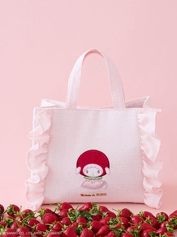 三麗鷗聯名-草莓彼安諾刺繡荷葉邊手提包【S】(08001896800) - Maison de FLEUR