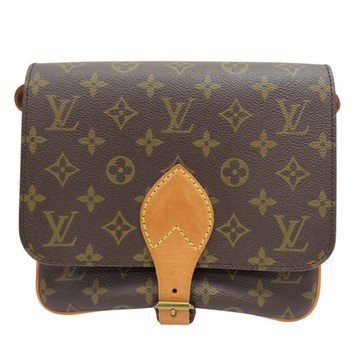 LOUIS VUITTON LV 路易威登 棕色 原花 帆布 Cartouchiere MM 肩背包 M51253 【二手名牌BRAND OFF】