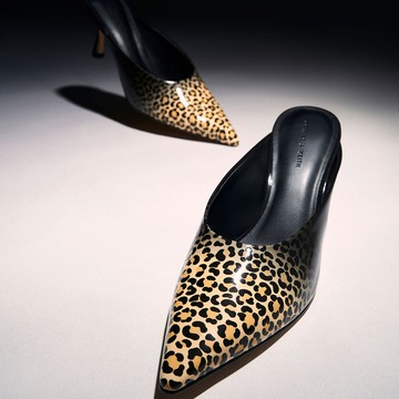 豹紋細跟穆勒鞋