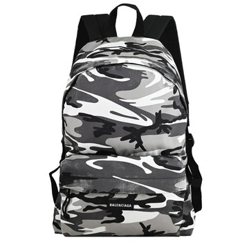 BALENCIAGA 巴黎世家 503221 個性迷彩刷舊設計雙肩大後背包.灰/白