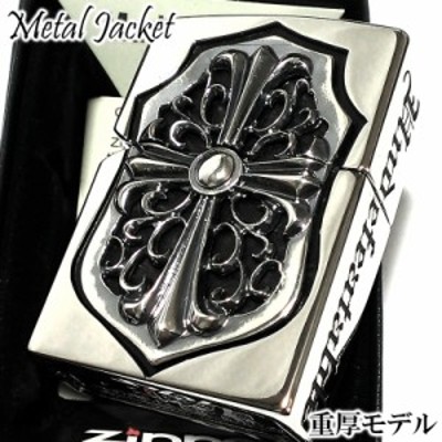 ZIPPO メタルジャケット 超重厚 ジッポ ライター クロス シルバー