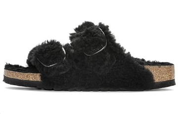 BIRKENSTOCK ARIZONA BIG BUCKLE TEDDY BLACK WOMENS