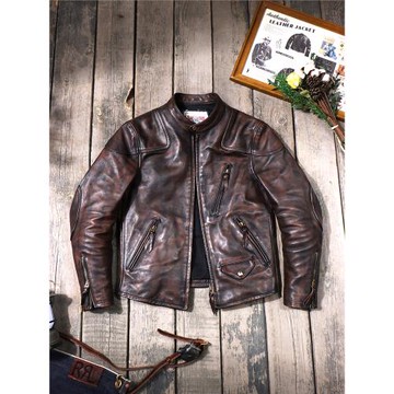 茶芯馬皮毒液機車皮衣水洗做舊湯姆哈迪經典立領復古男士皮夾克