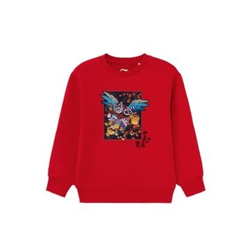 中國李寧男大小童套頭衛衣男童長袖新年元素運動服YWDS065