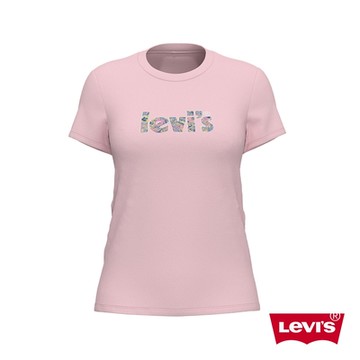 Levis 女款 短袖T恤 / 修身版型 / 花卉海報體Logo
