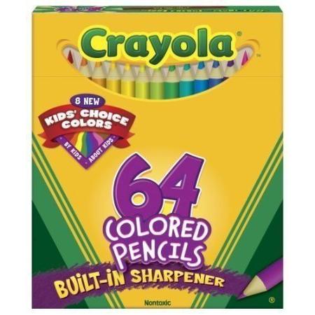 (2 Pack) Crayola Box Of 64 Colouring Pencils Includes Kids' Colour Choice Short Colour Pencils (Pack of 2)