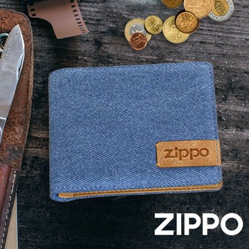[隔日到貨] ZIPPO 原廠商品 丹寧藍色雙折皮夾 2007140