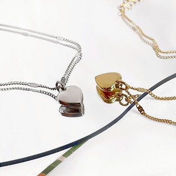 [鈦鋼.項鍊] 基本款愛心項鍊【UME】不退色 洗澡可戴/鈦鋼項鍊/鍍18K金