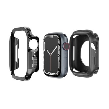 防水防塵保護套二合一后蓋保護殼適用蘋果手表iwatch8/7代SE6543磨砂ultra表盤屏幕鋼化膜配件applewatch耐磨