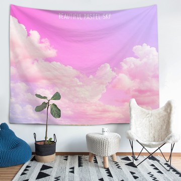 雲海【贈星星燈串+安裝包】北歐掛布IG掛布爆款 (沙灘巾 背景布 ins拍攝布景 掛畫 掛毯掛布 牆面裝飾背景布 拍攝牆 牆壁裝飾  北歐風格 裝飾佈置掛布 母親節 粉色花掛布)