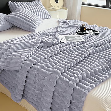 抗靜電雙面兔絨毛雙人毯被  200 x 150mm  淺灰色