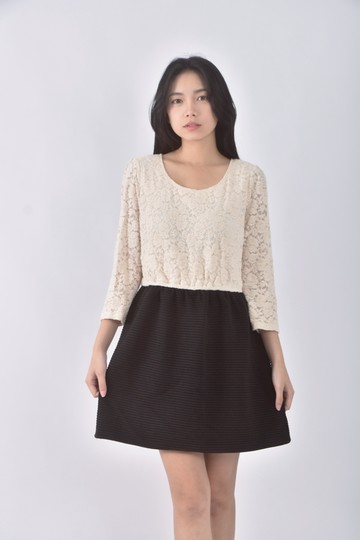 (S) ps company質感拼接黑色洋裝