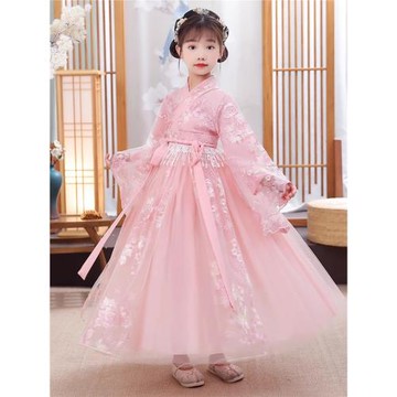 女童漢服襦裙12歲小孩中國風古裝超仙連衣裙兒童唐裝秋款大清倉