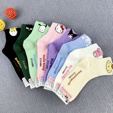 正韓國卡通襪 中筒襪 正版授權三麗鷗 大頭 酷洛米 大耳狗 醜魚 凱蒂貓 純棉襪 童趣可愛成人襪 台灣賣家 台灣出貨