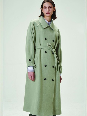 Flared Long Coat-Khaki-
