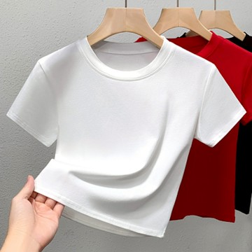 設計所在 專注內搭系列 短袖T恤圓領棉短版上衣(5色 S-XL可選)