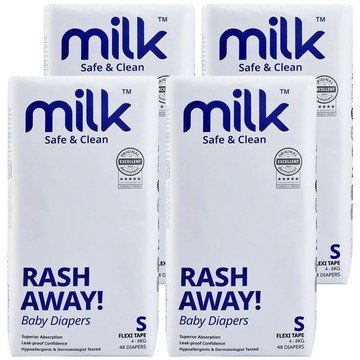 milk 鎖水芯牛奶尿布 黏貼型 4~8kg  192片  S