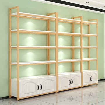 貨架簡易北歐落地多層隔板置物架鋼木書架儲物展柜鐵藝展示收納架