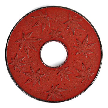 岩鑄 南部鐵器 壺墊 楓紋樣 13.5cm 蝦茶色 日本製