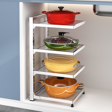 304不鏽鋼廚房鍋架置物架家用多層鍋具收納架下水槽櫥櫃放鍋架