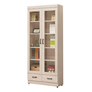 文創集 麥科大2.7尺二門二抽書櫃/收納櫃-80x32x185cm免組