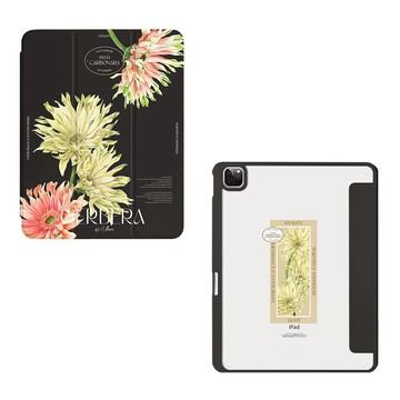 【品牌聯名】浪花花藝暖陽捲邊菊強悍磁吸iPad三折保護殼