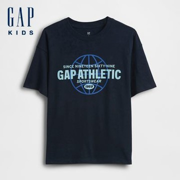 【GAP】兒童寬鬆版Gap LogoT恤-深夜色(887096)