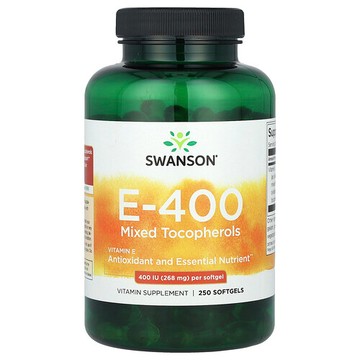 Swanson Vitamins, 維生素 E 混合生育酚，400 國際單位，250 粒軟凝膠