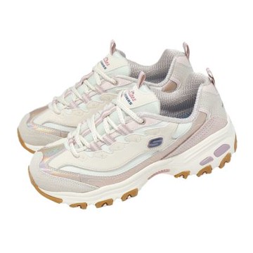 512-Skechers 休閒鞋 D Lites 女鞋 米白 粉 緩衝 拼接 老爹鞋 150556LTPK