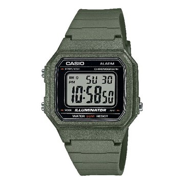 CASIO 卡西歐 W-217H-3AV 機能性配色風格設計腕錶 橄欖綠 41.2mm｜樂天領券現折★全館特惠中★指定刷卡回饋10%
