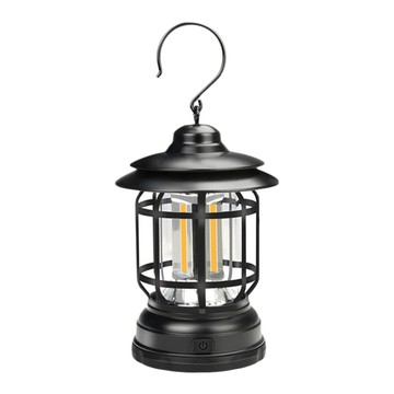 AHOYE 手提式復古LED露營燈/戶外燈/野營燈/小夜燈/手提燈  黑色  1個