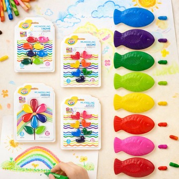 現貨《兒童繪畫用品G1D】小鴨花瓣魚兒造型蠟筆 ♥ 可擦塗鴉畫筆 幼兒園安全蠟筆 畫畫美術用具