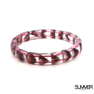 買1送2【SUMMER寶石】珍稀金草莓超七金字塔手排18.7g (8mm)買就送插座鹽燈+電動攪拌咖啡杯