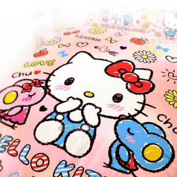享夢城堡 雙人冬夏兩用被套6x7-HELLO KITTY CHU CHU-粉