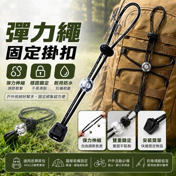 隔日到貨【享峰格✨高彈力加粗繩】Molle 登山包固定掛扣 彈力繩 調節綁繩 背包掛繩 綁帶 調節扣 露營 登山 戶外