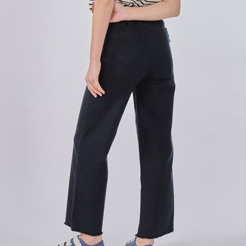 moz瑞典 駝鹿 水洗 鬆緊 牛仔寬褲(黑色)