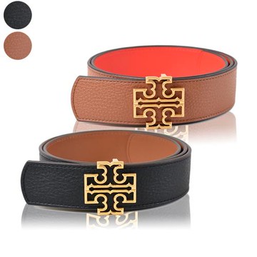 TORY BURCH 女款 縷空雙T荔枝紋雙面用寬版皮帶-(新款任選)