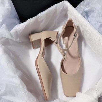 森嶼海巷 2025新款真皮高跟方頭通勤優雅韓版氣質百搭包頭涼鞋女