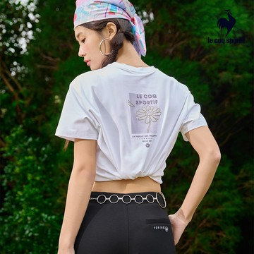 【LE COQ SPORTIF 法國公雞】女款白色抗UV短袖T恤LWV22304