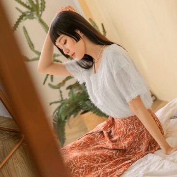 OB嚴選中大尺碼-純色圓領立體絨毛條紋內裡短袖上衣《AB15787》