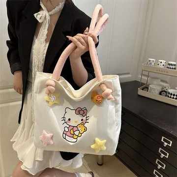 Kitty托特包🎀 大容量高顔值手提包kt貓單肩背包少女手提布袋包 Kitty手提包 Kitty側背包 Kitty肩背包