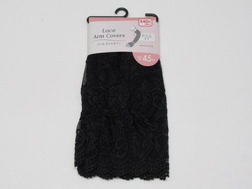 【100 Life Japan Can Do】蕾絲袖套45cm(黑) (1對入)