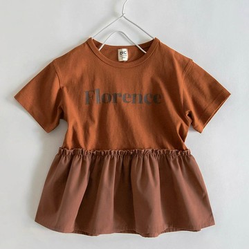 日本 BRANSHES - 城市印花夢幻傘狀短袖上衣-Florence-棕